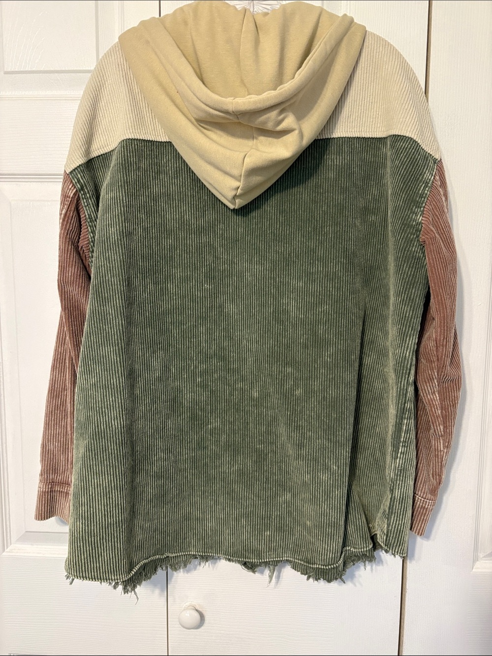 Amazon Multicolor Corduroy Hooded Jacket - Green, Brown, Cream. XL - Picture 6 of 9